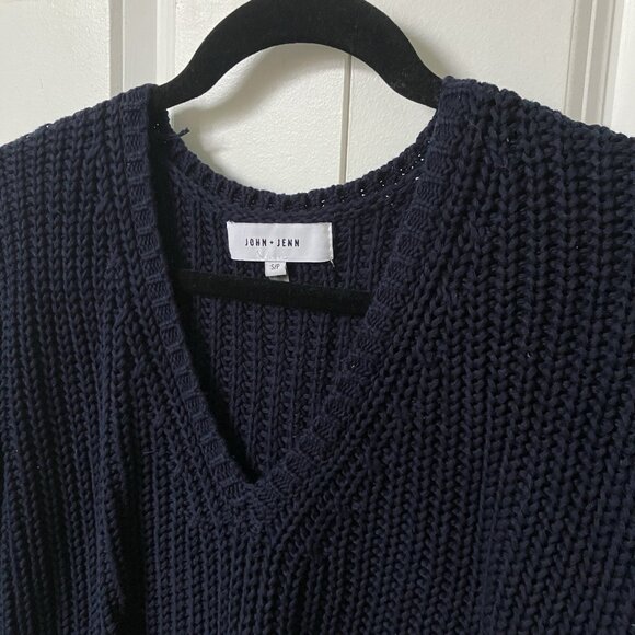John + Jenn Elliot Sweater Womens S Chunky Knit V-neck Fisherman Pullover - Picture 2 of 8